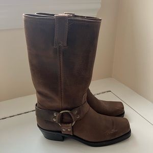 Frye Brown Leather Harness Boots 8W 2013 Good Condition